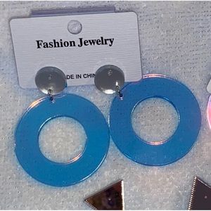 New Age Space Earrings Created From Shiny Plastic Metallic 🏀 Hoops- 🤪🤣😜😂
